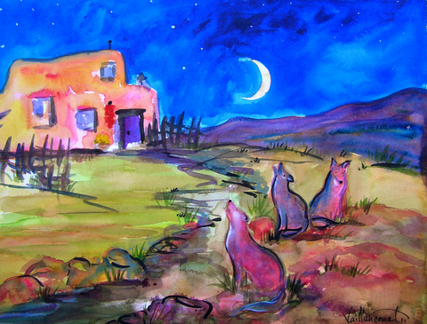 Sandy Vaillancourt, "Three Singing Coyotes" Framed Print