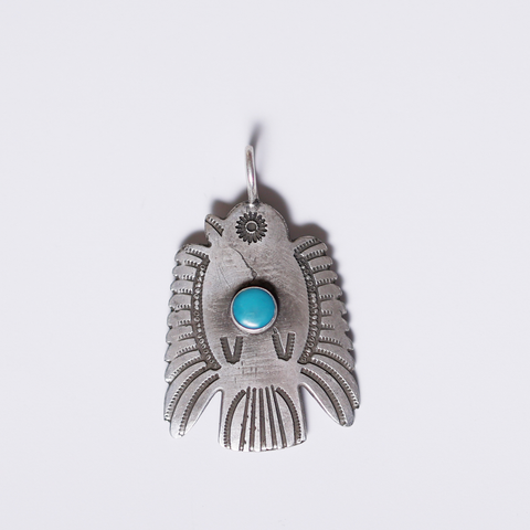 Buffalo Thunderbird Pendant with Turquoise