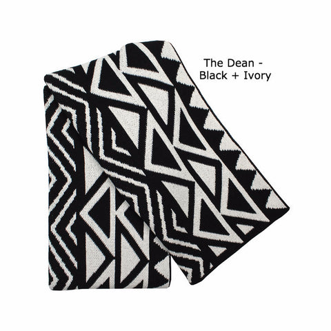 Throw Blanket or Wrap -The Dean - Black & Ivory