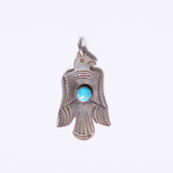 Buffalo Small Thunderbird Pendant with Turquoise